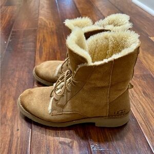 UGG Chestnut Suede Lace-Up Shearling Boots